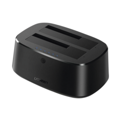 UGREEN Base USB 3.0 para Disco Duro de Doble Bahía / Soporta Discos SATA de 2.5' & 3.5´ / Soporta discos de 12TB / Compatible con UASP, SATA 3.0 / Cable USB 1M / Alta Velocidad / No incluye adaptador de corriente MOD: 50857
