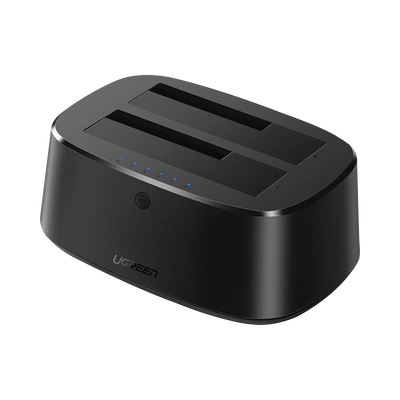 UGREEN Base USB 3.0 para Disco Duro de Doble Bahía / Soporta Discos SATA de 2.5' & 3.5´ / Soporta discos de 12TB / Compatible con UASP, SATA 3.0 / Cable USB 1M / Alta Velocidad / No incluye adaptador de corriente MOD: 50857