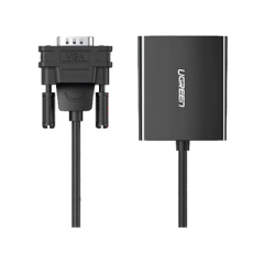 UGREEN Entrada: VGA Macho / Salida: HDMI Hembra / Resolución de 1080P@60Hz / Puerto Estéreo de 3.5 mm / Plug and Play, Sin Controlador / Longitud del Cable 15 cm. / Incluye Cable de Alimentacion USB / Incluye Cable de Audio de 3.5mm. 50945
