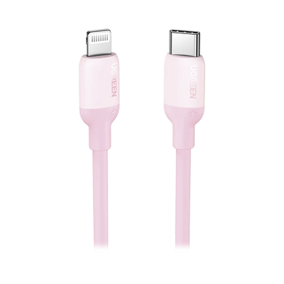 UGREEN Cable USB-C a Lightning / Certificado MFi / 1 Metro / Adecuado para iPhone, iPad, iPod / Carga Rápida PD 20W / Sincronización de Datos de hasta 480 Mbps / Goma de Silicona y TPE. / Suave al Tacto / Color Pink MOD: 60625