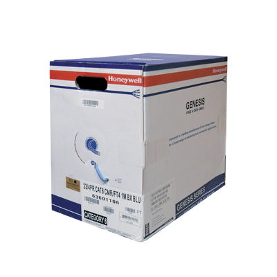 HONEYWELL HOME RESIDEO Bobina de cable de 305 metros, UTP Cat6 Riser, de color Azul, UL, CMR, probado a 350 Mhz, para aplicaciones de CCTV / redes de datos/ IP megapixel / control rs485 6360-1106/1000