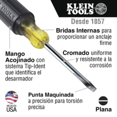KLEIN TOOLS Juego de desarmadores de punta ranurada y Phillips de 4 piezas. 85105 - buy online