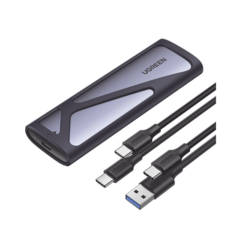 UGREEN Carcasa Disco Duro NVME M.2 (Enclosure) / Hasta 2TB / USB3.1 a 10 Gbps / SATA SSD PCIE 3.0 / Soporta M Key y B Key / Compatible con SSD M.2 NVME 2230/2242/2260/2280 / UASP / S.M.A.R.T. / TRIM / ESD Incorporado / Caja de Aluminio 90264