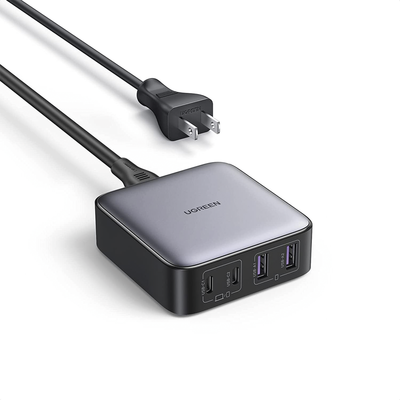 UGREEN Cargador de escritorio de 65W / 4 Puertos de Carga Rápida / 2 USB-C / 2 USB-A / Tecnología GaN II +SIC / Power Delivery 3.0 / Quick Charge 4.0 / Chip Confiable y Carga Inteligente / Optimiza la Experiencia de Carga 90735