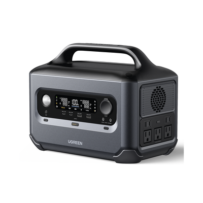 UGREEN Estación de Energía Portátil 600W (680Wh) / 5 AC 600 W / 2 USB-C 100W / 2 USB-A 22.5 W / 1 Toma de Encendedor / 2 Salidas CC5521 / Compatibilidad: BMS/UPS/WIFI/Bluetooth/APP / 10 Años de Vida Útil. 90997