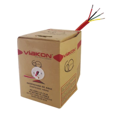 VIAKON Bobina de alambre de 305 metros 4 x 18 AWG, tipo FPLR de color rojo, para aplicaciones en sistemas de detección de incendio y sistemas de evacuación, hecho en México. 9424