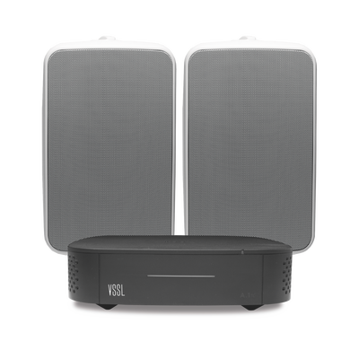 VSSL KIT Amplificador VSSL A1X | 2 Bocinas para Montaje Superficial de 6in de TruAudio Modelo OP6WT | Color Blanco IP66 A1X/2WSW