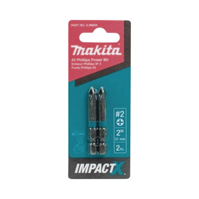 MAKITA Punta phillips # 2 de 2” (51mm) impact-x punta ph2, blister con 2 piezas. MOD: A-96659