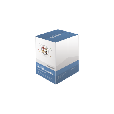 ACCESSPRO Bobina de 305 metros con 4 conductores de cobre trenzado calibre 20, aislamiento individual de FRPVC de alta calidad, cubierta exterior de PVC con protección anti-flama CM. Para aplicaciones de control de acceso MOD: ACCESS-204