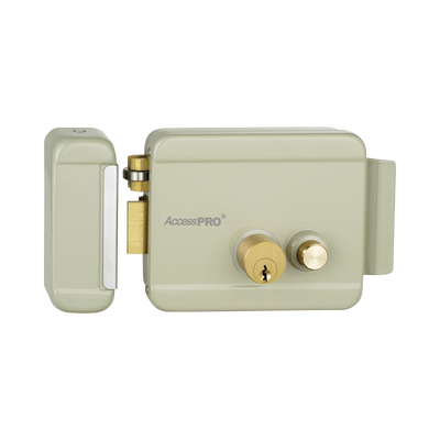 ACCESSPRO Cerradura Eléctrica con Botón de Salida / Incluye Llave / Exterior / Izquierda MOD: ACCESSRIMBL