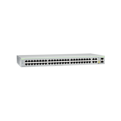 ALLIED TELESIS Switch WebSmart de 48 puertos 10/100 Mbps + 2 puertos 10/100/1000 Mbps + 2 SFP Gigabit Combo MOD: AT-FS750/52-10