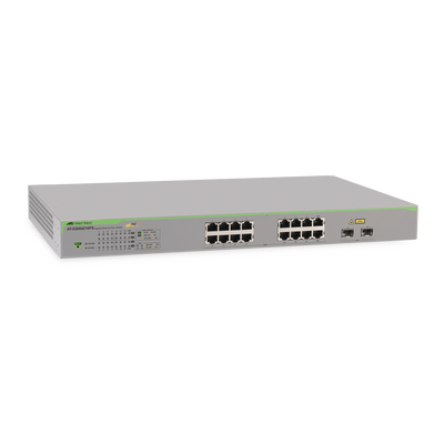 ALLIED TELESIS Switch PoE+ Gigabit WebSmart de 16 puertos 10/100/1000 Mbps (2 x Combo) + 2 puertos gigabit SFP (Combo), 185 W MOD: AT-GS950-16PS-10