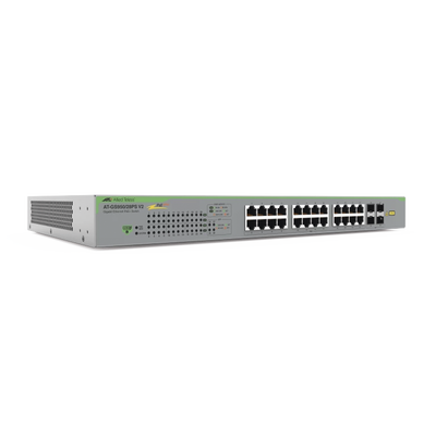 ALLIED TELESIS Switch PoE+ Gigabit WebSmart de 24 puertos 10/100/1000 Mbps + 4 puertos SFP Gigabit, 185 W, Version 2 MOD: AT-GS950/28PS-V2-10