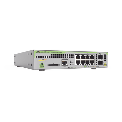 ALLIED TELESIS Switch PoE+ Administrable CentreCOM GS970M, Capa 3 de 8 Puertos 10/100/1000 Mbps + 2 SFP Gigabit, 124 W MOD: AT-GS970M/10PS-R-10