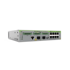 ALLIED TELESIS Switch Gigabit L3, 8 puertos 1000T PoE++, 2 puertos 100/1000X SFP, 3 puertos entrada DC MOD: AT-GS980EM/10H