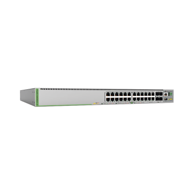 ALLIED TELESIS Switch L3, Stack, 20 puertos 1G POE+, 4 MultiGigabit POE+, 4 puertos SFP+, PSU FIJA MOD: AT-GS980MX/28PSM-10