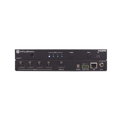 ATLONA Atlona JunoX™ Switch HDMI 4K UHD HDR 4x1 / Conmutación Automática, Compatible HDCP 2.2, Control Remoto IR, Funciones de Gestión EDID, Canal ARC y Salida TOSLINK. MOD: AT-JUNO-451