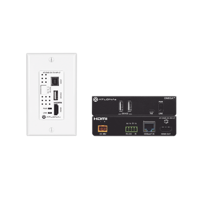 ATLONA OMEGA 4K/UHD Placa de pared HDBaseT TX/RX para HDMI con USB MOD: AT-OME-EX-WP-KIT-LT