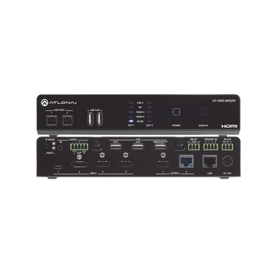 ATLONA OMEGA 5X2 4K/UHD MULTIFORMAT MATRIX SWITCHER, WITH WIRELESS CASTING ,HDMI, USB-C, DISPLAY PORT, AND USB PASS THROUGH OVER HDBASET FOR EUROPE MOD: AT-OME-MS52W-EU