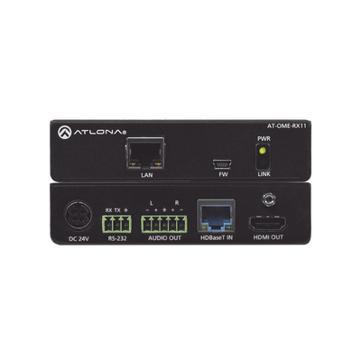 ATLONA OMEGA 4K/UHD HDMI OVER HDBASET RECEIVER WITH CONTROL. AUDIO OUTPUT ; AND POE (POW MOD: AT-OME-RX11