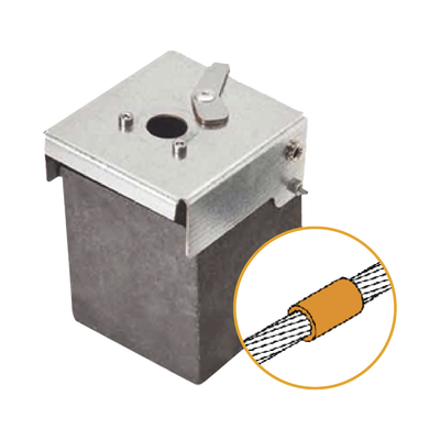 APLICACIONES TECNOLOGICAS Molde de grafito vertical unión lineal de cable 4/0 AWG (pasante) con cable 4/0 AWG (terminal). MOD: AT-W40/W40/LV