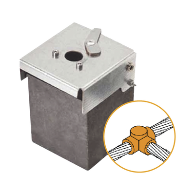 APLICACIONES TECNOLOGICAS Molde de grafito horizontal unión en T horizontal de cable 4/0 AWG (pasante) con cable 4/0 AWG (terminal). MOD: ATW40/W40/TH