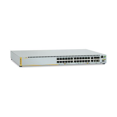 ALLIED TELESIS Switch de Acceso PoE+ Stackeable Capa 3, 24 Puertos 10/100 Mbps + 2 SFP/RJ45 Combo + 2 Puertos Stacking, 370 W MOD: AT-X310-26FP-10