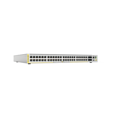 ALLIED TELESIS Switch PoE+ Capa 3, 48 puertos 10/100/1000 Mbps + 4 puertos SFP+ 10 G, 185 W, fuente de alimentación simple MOD: AT-X510L-52GP-10