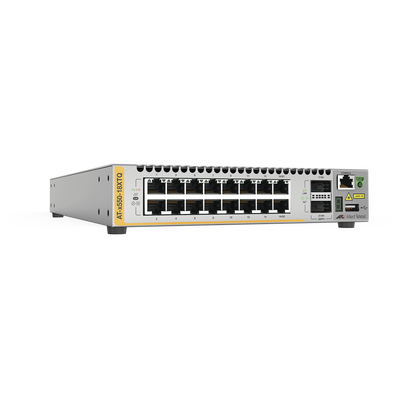 ALLIED TELESIS Switch Stackeable Inteligente 10 Gigabit Capa 3, 16 puertos 10 G BaseT + 2 puertos 40 G QSFP MOD: AT-X550-18XTQ-10