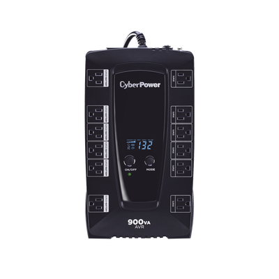 CYBERPOWER UPS de 900 VA/480 W, Topología Línea Interactiva, Entrada 120 Vca NEMA 5-15P, Tipo Gabinete Compacto, Con 12 Tomas NEMA 5-15R MOD: AVRG900LCD