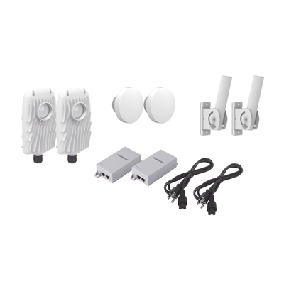 MIMOSA NETWORKS Kit de 2 radios B5X con 2 antenas de (12 dBi), rango de frecuencia extendida (4.9 a 6.4 GHz), incluye inyector POE, cable de alimentación y 2 FLEXIMOUNT-XL para alineación, distancia de hasta 2 km MOD: B5X-PTP-KIT1
