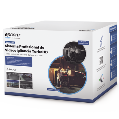 EPCOM Kit TurboHD 1080p Lite / DVR 4 Canales / 4 Cámaras Bala 2 Megapixel ColorVu con Microfono Integrado / Fuente de Poder / Accesorios de Instalación MOD: B8-KIT-CV/A