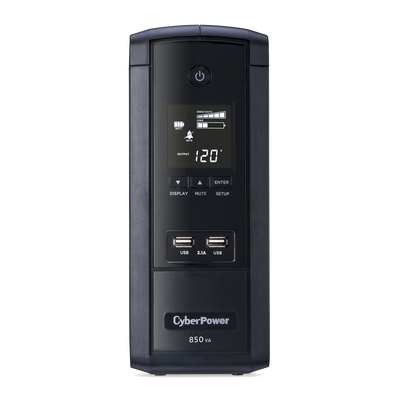 CYBERPOWER UPS de 850 VA/510 W, Topología Línea Interactiva, Entrada 120 Vca NEMA 5-15P, Tipo Torre, Con 10 Tomas NEMA 5-15R, 5 años de garantía MOD: BRG850AVRLCD5Y