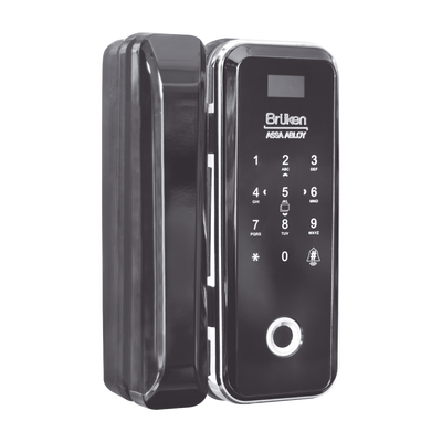 BRUKEN ASSA ABLOY Cerrojo Electrónico con Lector de Huella/ Contraseña/ Tarjeta para Puerta de Vidrio MOD: BRK3550