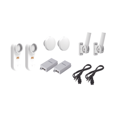 MIMOSA NETWORKS Kit de 2 radios C5X con 2 antenas de (12 dBi), rango de frecuencia extendida (4.9 a 6.4 GHz), incluye inyector POE, cable de alimentación y 2 FLEXIMOUNT-XL para alineación, distancia de hasta 3 km MOD: C5X-PTP-KIT1