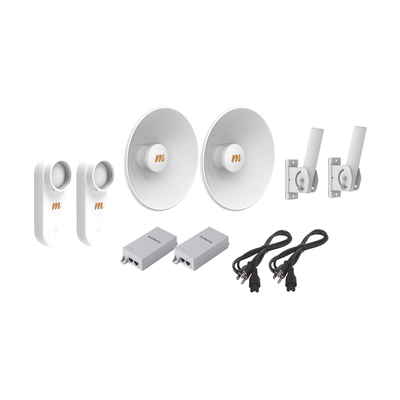 MIMOSA NETWORKS Kit de 2 radios C5X / Con antena N5-X25-2PACK (25 dBi) / Frecuencia extendida (4.9 a 6.4 GHz) / Incluye inyector POE / cable de alimentación y 2 FLEXIMOUNT-XL de / Ideal para hasta 10 km MOD: C5X-PTP-KIT4