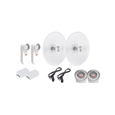 RF ELEMENTS Enlace completo de 2 radios C5X con antenas UD-TP-27 (27 dBi), rango de frecuencia extendida (5.1 a 6.4 GHz), incluye inyector POE y cable de alimentación y adaptador para la antena MOD: C5XTP27