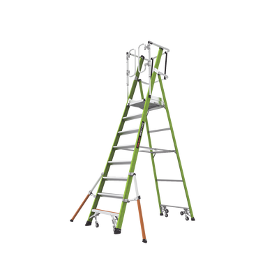 Little Giant Ladder Systems Escalera Fija de 8' (2.4m) de Fibra de Vidrio con Jaula y Peldaños de Aluminio. (SKU:19708-146). MOD: CAGE-FIX-8FT