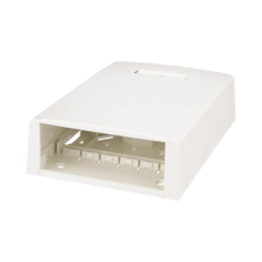 PANDUIT Caja de Montaje en Superficie, Con Accesorio para Resguardo de Fibra Óptica, Para 12 Módulos Mini-Com, Color Blanco Mate MOD: CBXF12IW-AY