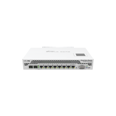 MIKROTIK Cloud Core Router, CPU 9 Núcleos,7 Puertos Gigabit, 1 Combo TP/SFP, 1 puerto SFP+, 2 GB memoria y enfriamiento pasivo MOD: CCR1009-7G-1C-1S+PC