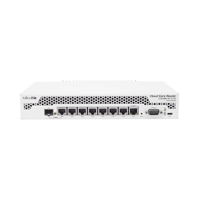 MIKROTIK Cloud Core Router, CPU 9 Núcleos, 7 Puertos Gigabit Ethernet, 1 Combo TP/SFP, 1 GB Memoria, Enfriamiento Pasivo MOD: CCR1009-7G-1C-PC