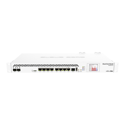 MIKROTIK () Cloud Core Router, CPU 36 Nucleos, 8 puertos Gigabit Ethernet, 2 puertos SFP+ y 8 GB Memoria MOD: CCR1036-8G-2S+EM