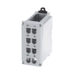 PANDUIT Panel de Parcheo Modular para Cobre, de Instalación en Riel DIN Estándar de 35mm, 8 Puertos Mini-Com, Color Gris MOD: CDPP8RG