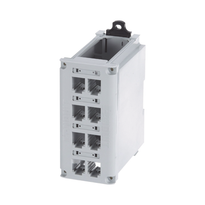 PANDUIT Panel de Parcheo Modular para Cobre, Blindado, de Instalación en Riel DIN Estándar de 35mm, 8 Puertos Mini-Com, Color Gris MOD: CDPP8RG-S