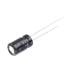 SYSCOM Capacitor Electrolítico en Aluminio, Radial de 220 µFd, 16 Vcc, 105 °C, 6.3 x 11 mm. MOD: CE220/16V