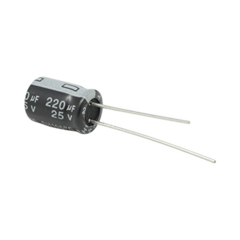 SYSCOM Capacitor Electrolítico de Aluminio, Radial de 220 µFd, 25 Vcc, 105 °C, 8 x 11 mm, . MOD: CE220/25V
