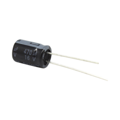 SYSCOM Capacitor Electrolítico de Aluminio, Radial de 470 µFd, 16 Vcc, 105 °C, 8.0 x 11 mm. MOD: CE470/16V