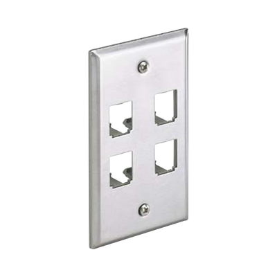 PANDUIT Placa de Pared Vertical, de Acero Inoxidable, Salida Para 4 Puertos Mini-Com MOD: CFP4SY