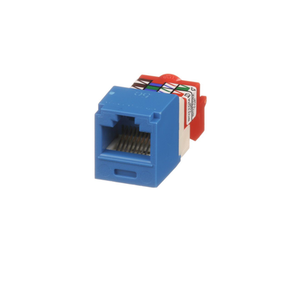 PANDUIT Conector Jack RJ45 Estilo T, Mini-Com, Categoría 5e, de 8 posiciones y 8 cables, Color Azul MOD: CJ5E88TBU