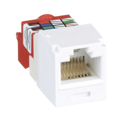 PANDUIT Conector Jack RJ45 Estilo T, Mini-Com, Categoría 5e, de 8 posiciones y 8 cables, Color Blanco MOD: CJ5E88TWH